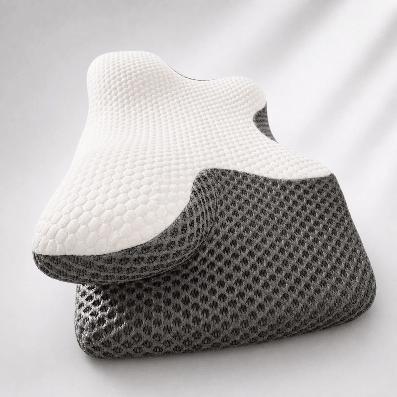Right-angle view of the OrthoCloud Pillow showing its raised side support