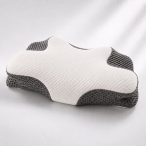 Three-quarter view of the OrthoCloud Pillow showing its sculpted ergonomic contours