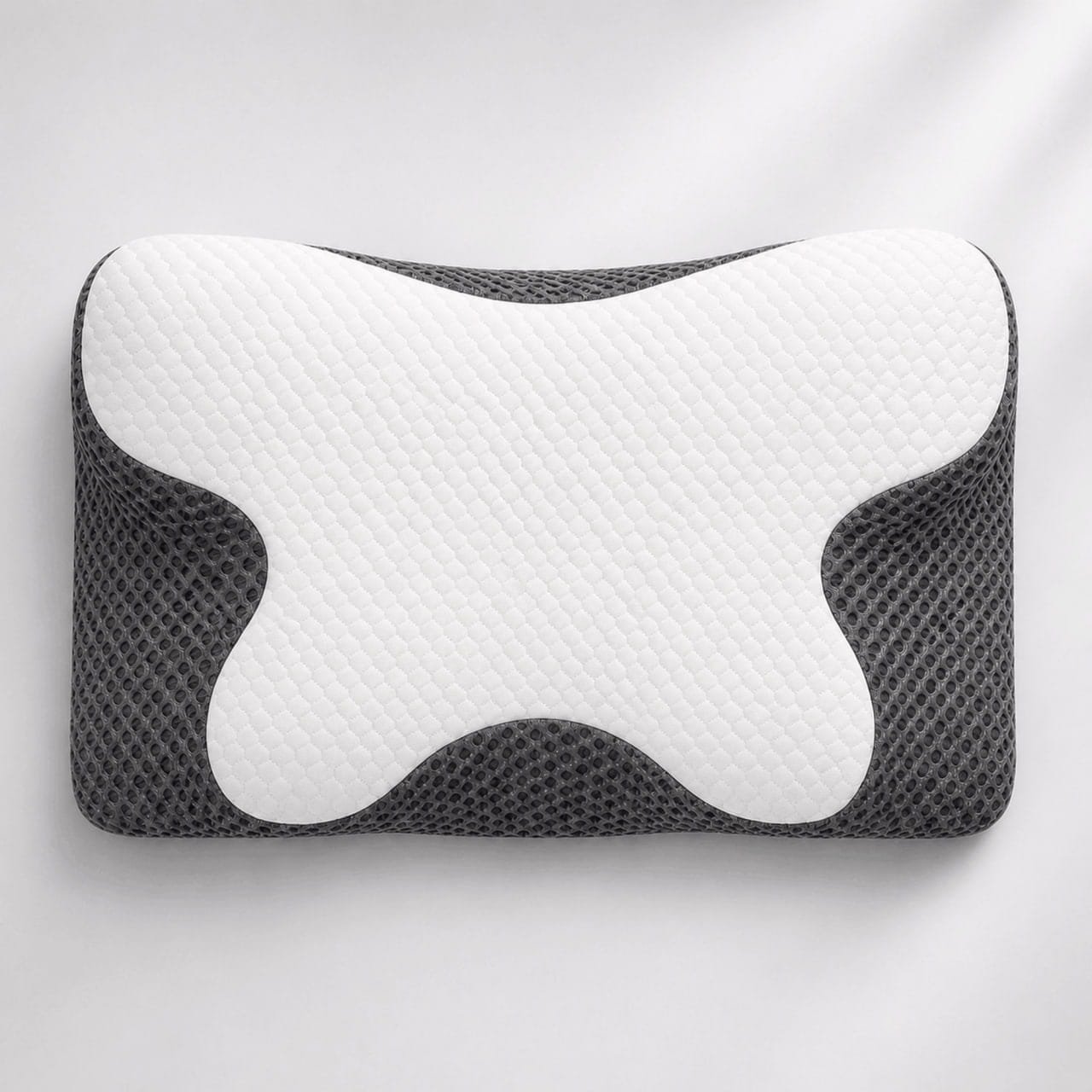 Top view of the OrthoCloud Pillow showing its butterfly shape and central neck contour